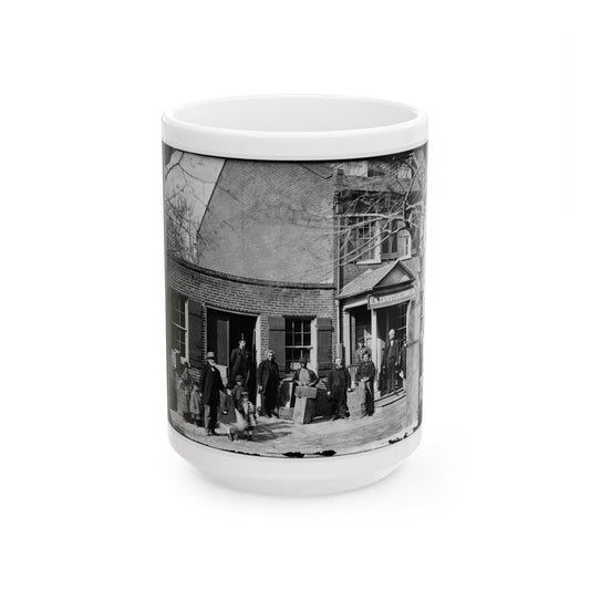 Washington, D.C. Group Before Office Of U.S. Christian Commission, 8th And H Sts. Nw (U.S. Civil War) White Coffee Mug-15oz-The Sticker Space