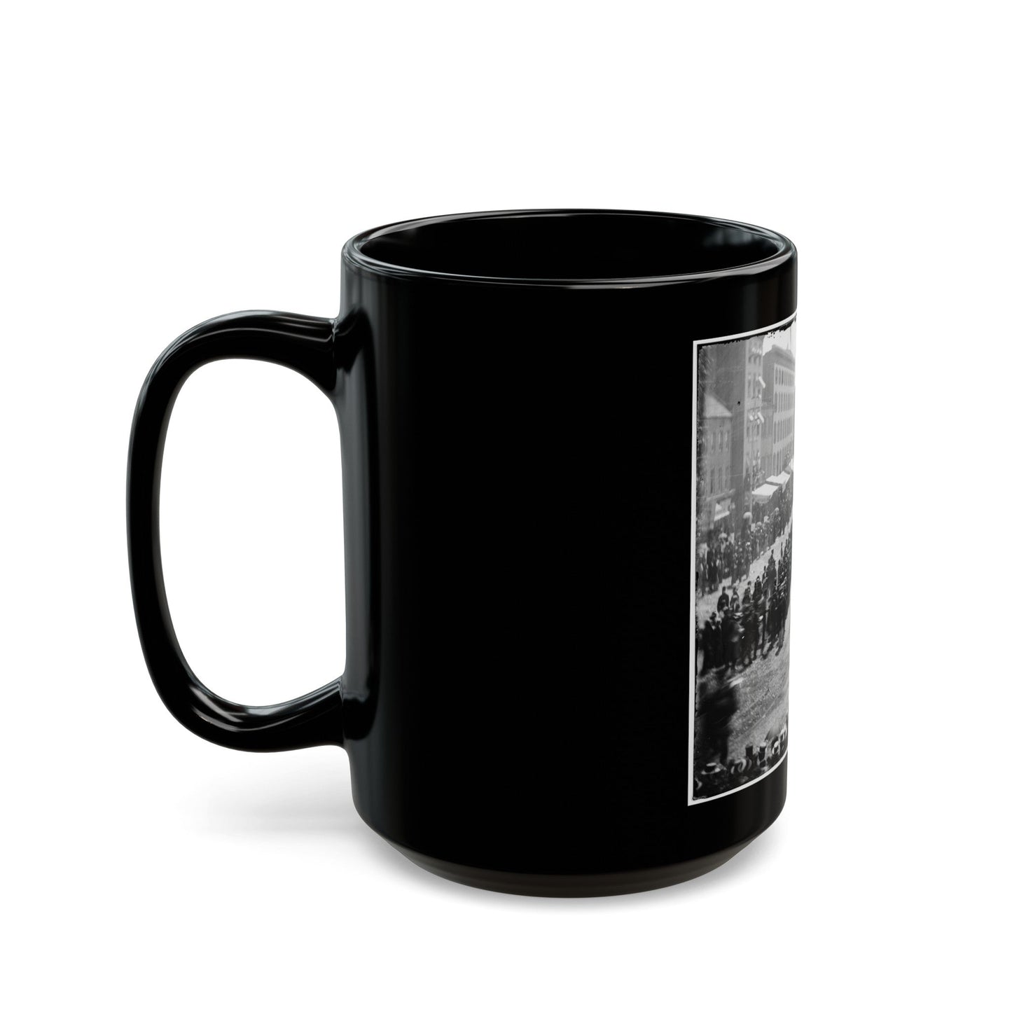 Washington, D.C. Group Of Ambulances Followed By Band And Infantry Units On Pennsylvania Avenue Near The Treasury (U.S. Civil War) Black Coffee Mug-The Sticker Space