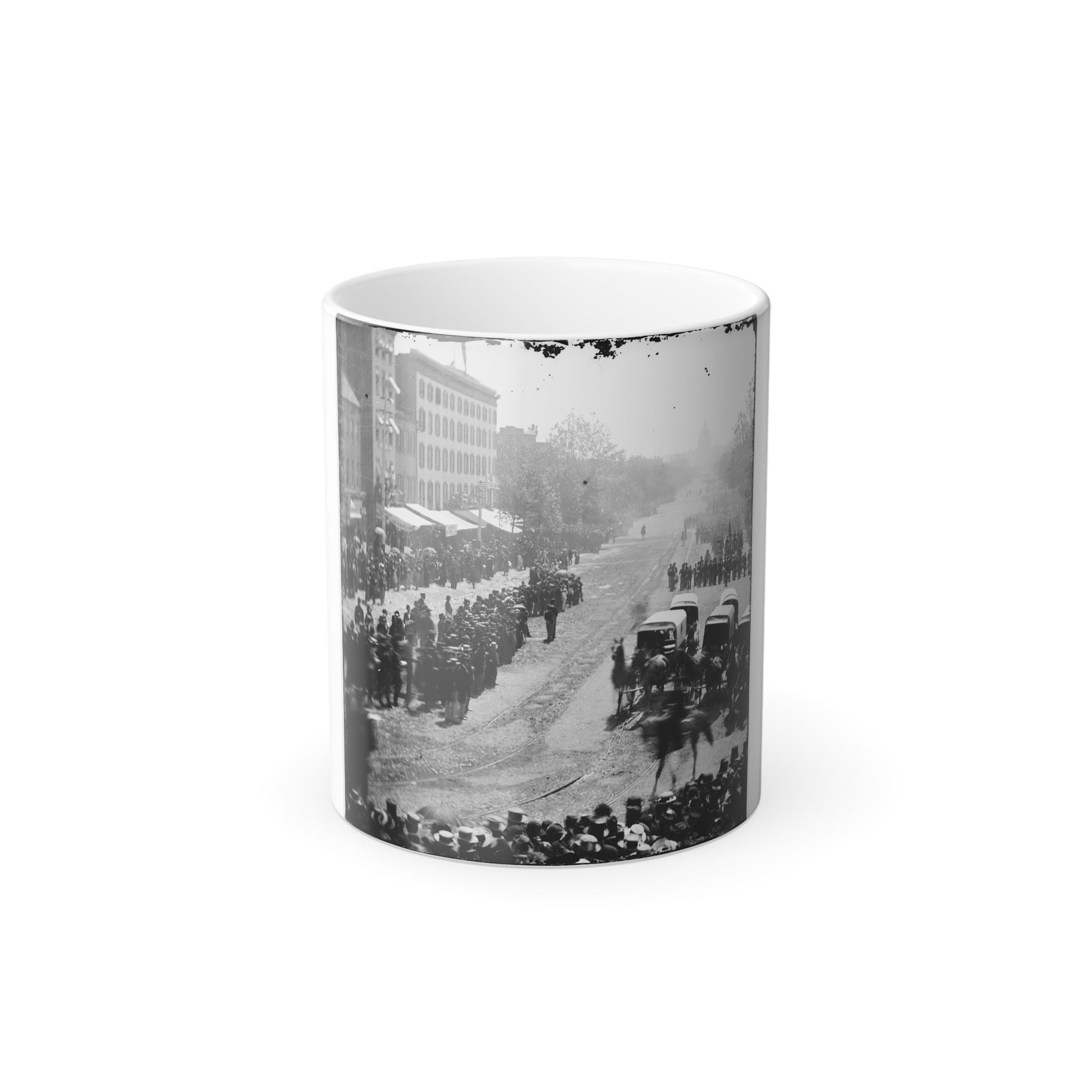 Washington, D.C. Group of Ambulances Followed by Band and Infantry Units on Pennsylvania Avenue Near the Treasury (U.S. Civil War) Color Morphing Mug 11oz-11oz-The Sticker Space