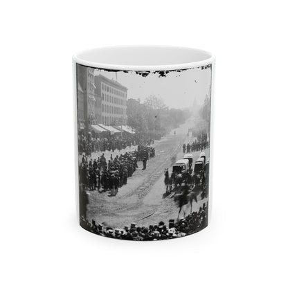 Washington, D.C. Group Of Ambulances Followed By Band And Infantry Units On Pennsylvania Avenue Near The Treasury (U.S. Civil War) White Coffee Mug-11oz-The Sticker Space