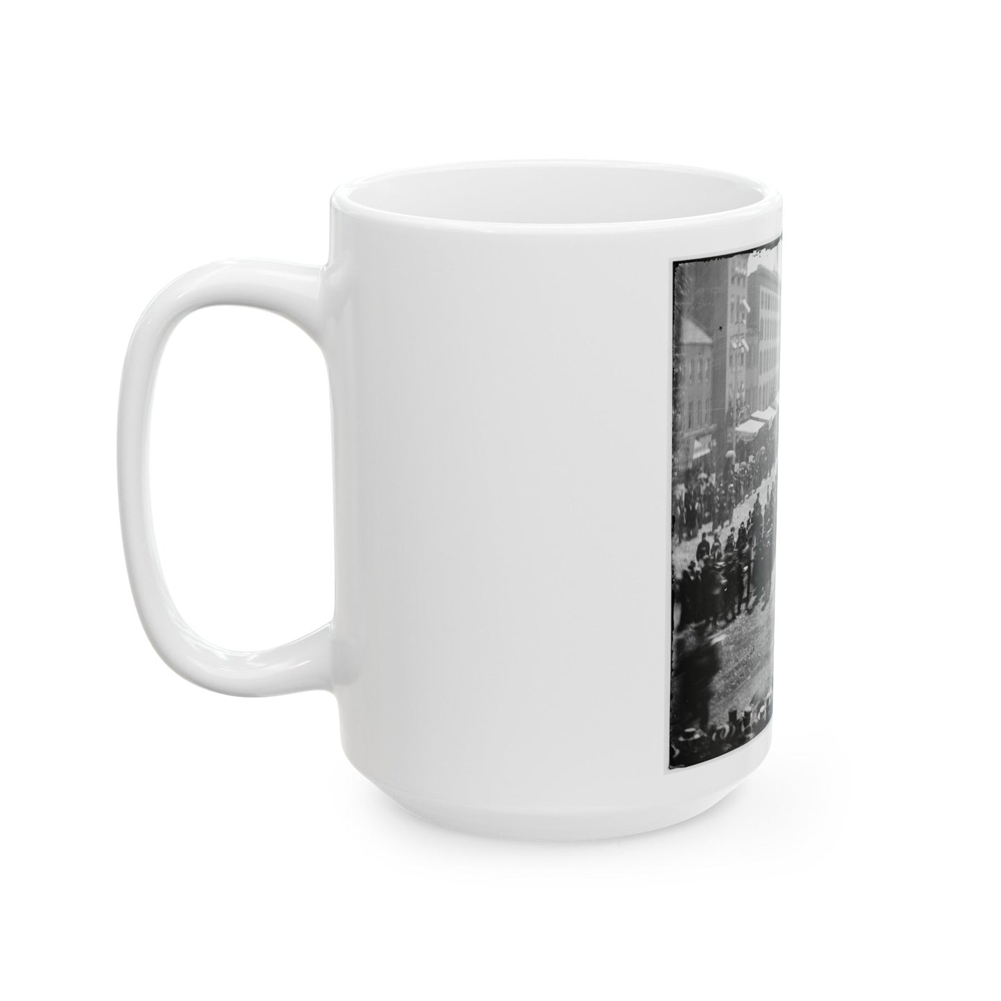 Washington, D.C. Group Of Ambulances Followed By Band And Infantry Units On Pennsylvania Avenue Near The Treasury (U.S. Civil War) White Coffee Mug-The Sticker Space