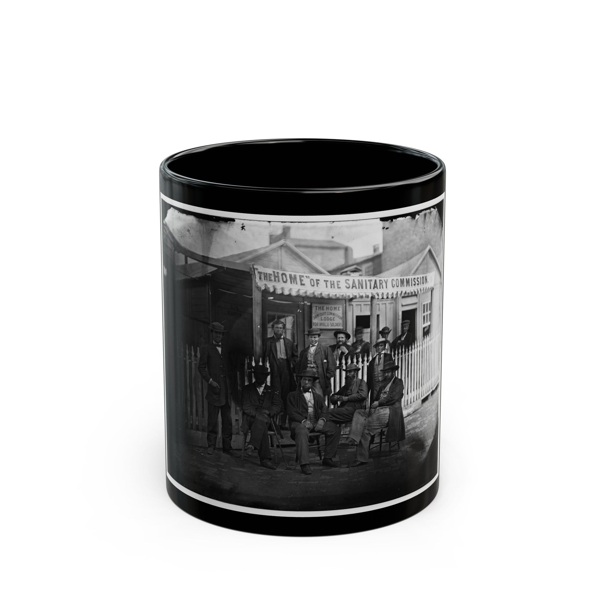 Washington, D.C. Group Of Sanitary Commission Workers At The Entrance Of The Home Lodge (U.S. Civil War) Black Coffee Mug-11oz-The Sticker Space