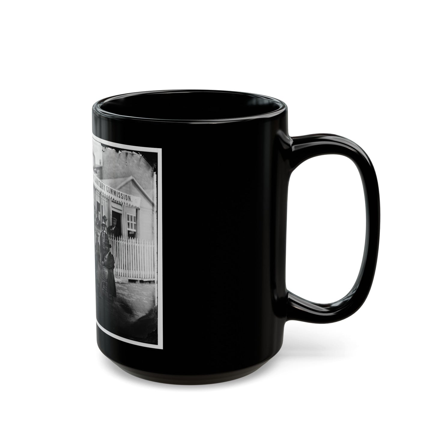 Washington, D.C. Group Of Sanitary Commission Workers At The Entrance Of The Home Lodge (U.S. Civil War) Black Coffee Mug-The Sticker Space