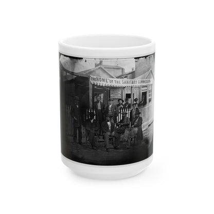Washington, D.C. Group Of Sanitary Commission Workers At The Entrance Of The Home Lodge (U.S. Civil War) White Coffee Mug-15oz-The Sticker Space