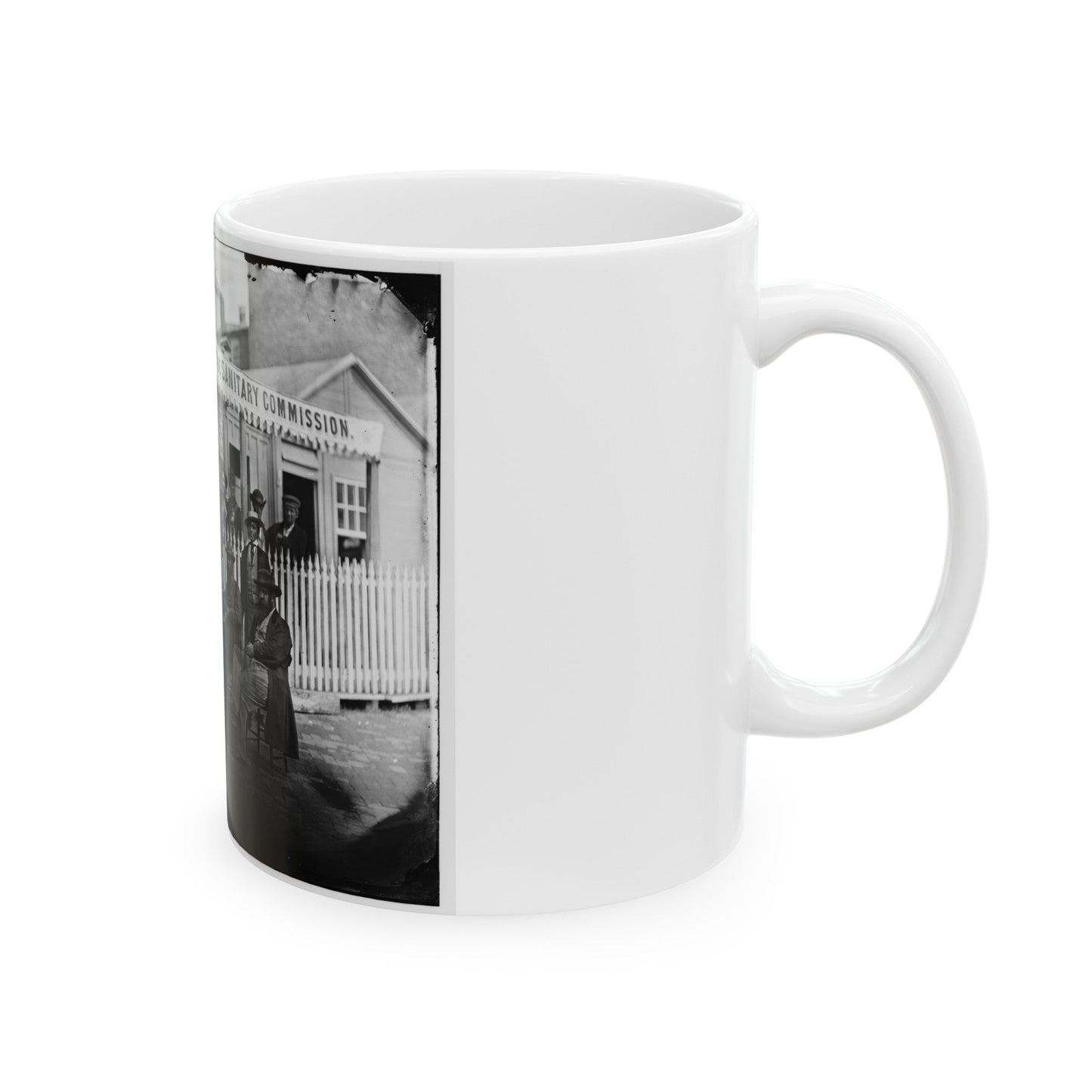 Washington, D.C. Group Of Sanitary Commission Workers At The Entrance Of The Home Lodge (U.S. Civil War) White Coffee Mug