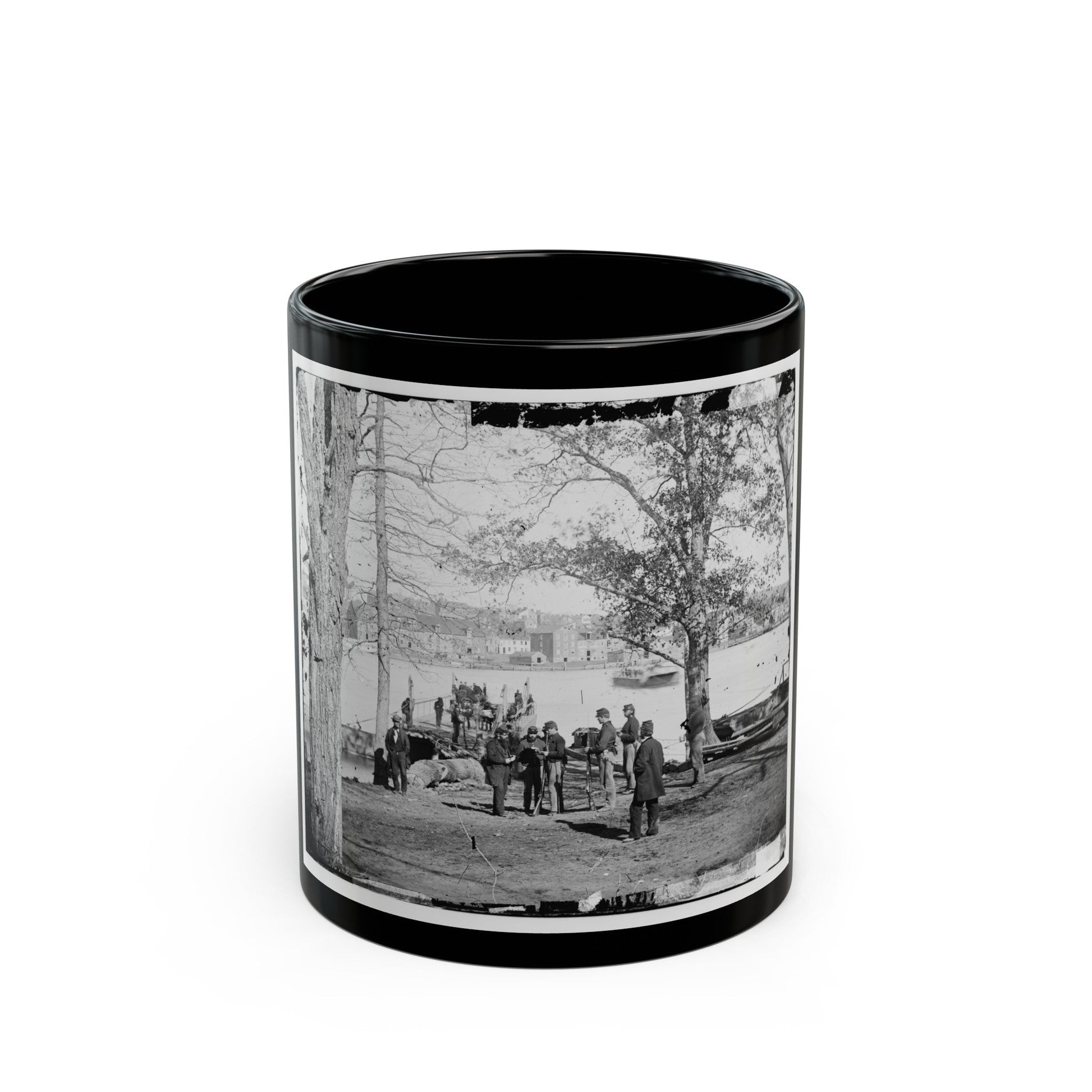 Washington, D.C. Guards At Ferry Landing On Mason's Island Examining A Pass (U.S. Civil War) Black Coffee Mug-11oz-The Sticker Space