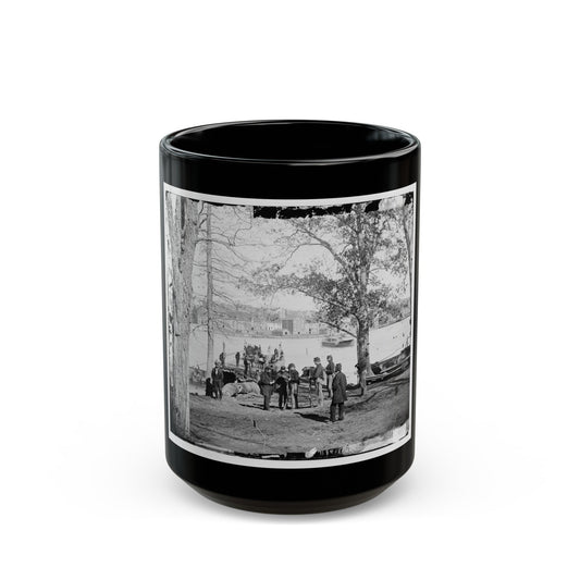 Washington, D.C. Guards At Ferry Landing On Mason's Island Examining A Pass (U.S. Civil War) Black Coffee Mug-15oz-The Sticker Space