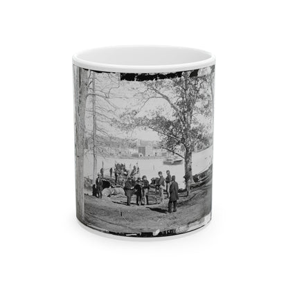 Washington, D.C. Guards At Ferry Landing On Mason's Island Examining A Pass (U.S. Civil War) White Coffee Mug-11oz-The Sticker Space