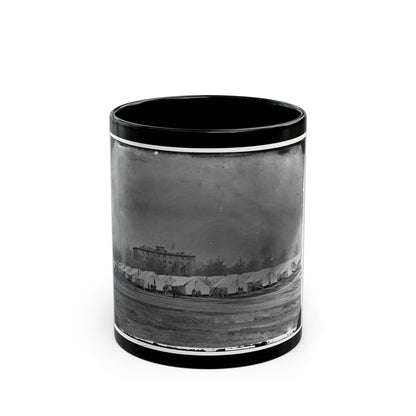 Washington, D.C. Hospital Tents At Camp Carver, With Columbian College Building (U.S. Civil War) Black Coffee Mug-11oz-The Sticker Space