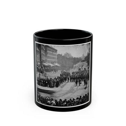 Washington, D.C. Infantry Unit With Fixed Bayonets Followed By Ambulances Passing On Pennsylvania Avenue Near The Treasury (U.S. Civil War) Black Coffee Mug-11oz-The Sticker Space