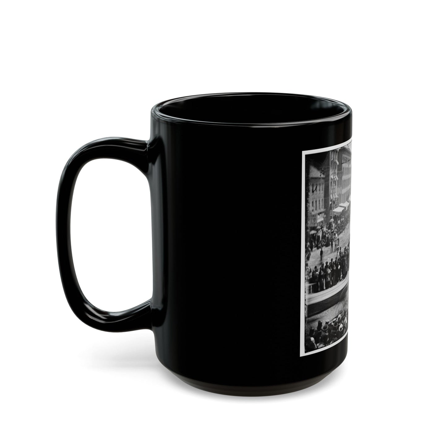 Washington, D.C. Infantry Unit With Fixed Bayonets Followed By Ambulances Passing On Pennsylvania Avenue Near The Treasury (U.S. Civil War) Black Coffee Mug-The Sticker Space