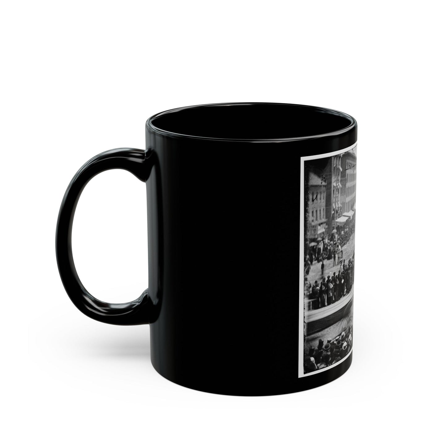 Washington, D.C. Infantry Unit With Fixed Bayonets Followed By Ambulances Passing On Pennsylvania Avenue Near The Treasury (U.S. Civil War) Black Coffee Mug-The Sticker Space