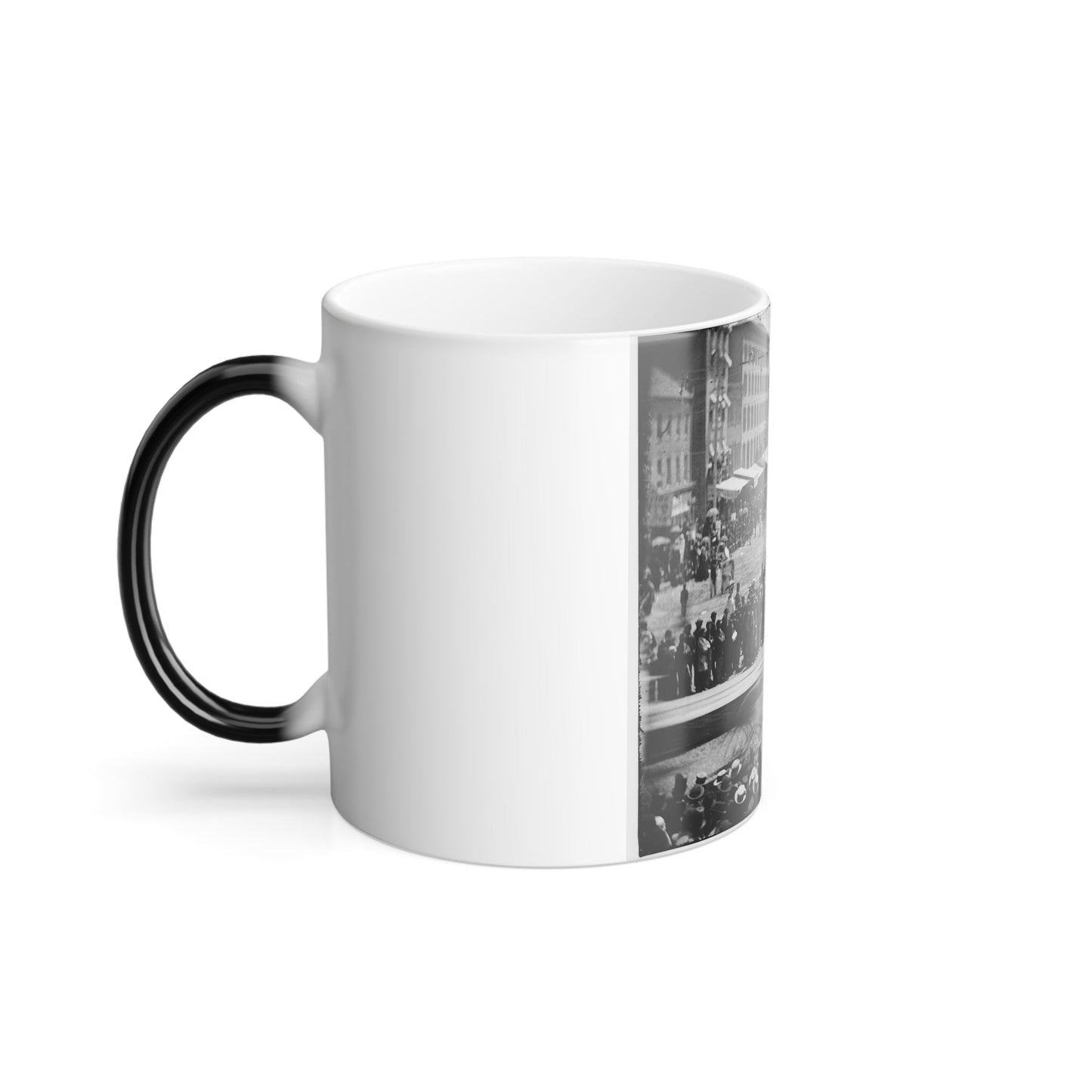 Washington, D.C. Infantry Unit With Fixed Bayonets Followed by Ambulances Passing on Pennsylvania Avenue Near the Treasury (U.S. Civil War) Color Morphing Mug 11oz-11oz-The Sticker Space