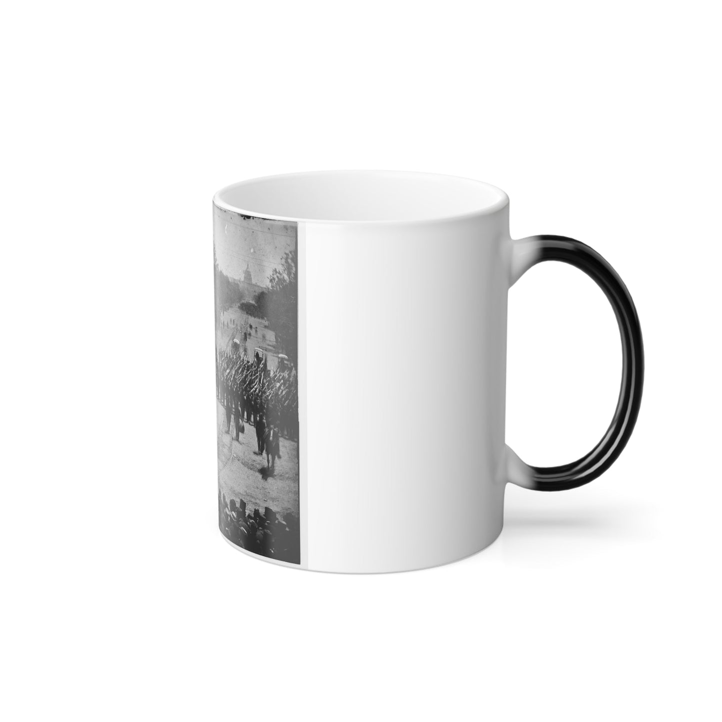 Washington, D.C. Infantry Unit With Fixed Bayonets Followed by Ambulances Passing on Pennsylvania Avenue Near the Treasury (U.S. Civil War) Color Morphing Mug 11oz-11oz-The Sticker Space