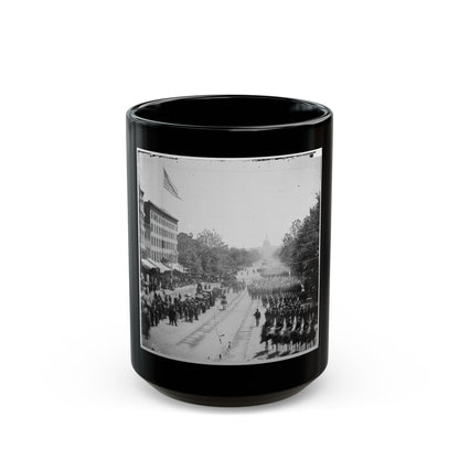 Washington, D.C. Infantry Units With Fixed Bayonets Passing On Pennsylvania Avenue Near The Treasury (U.S. Civil War) Black Coffee Mug-15oz-The Sticker Space