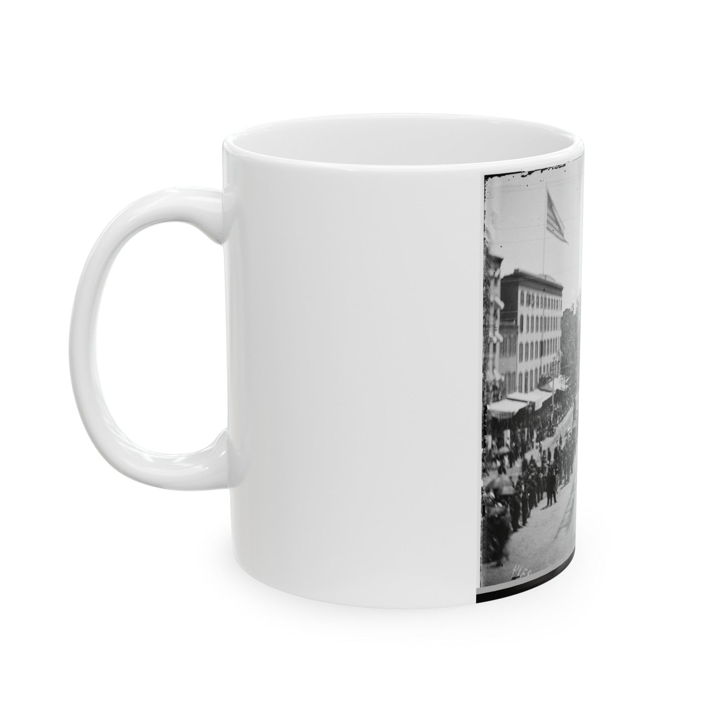 Washington, D.C. Infantry Units With Fixed Bayonets Passing On Pennsylvania Avenue Near The Treasury (U.S. Civil War) White Coffee Mug-The Sticker Space