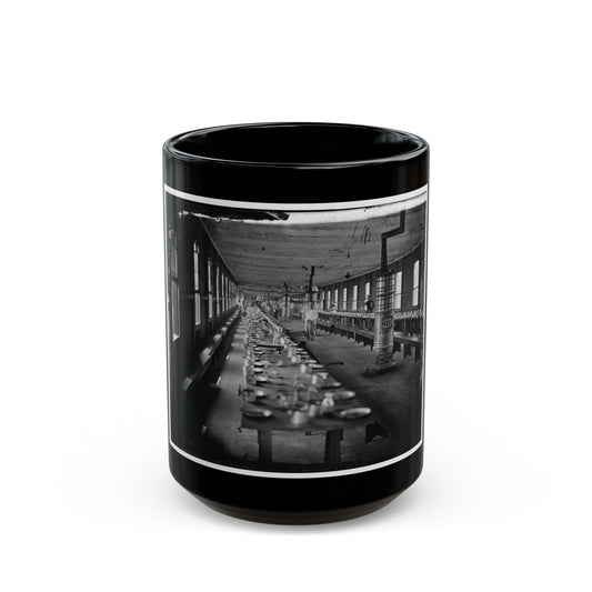 Washington, D.C. Mess Hall At Harewood Hospital, Heated By Elaborate Stoves (U.S. Civil War) Black Coffee Mug-15oz-The Sticker Space