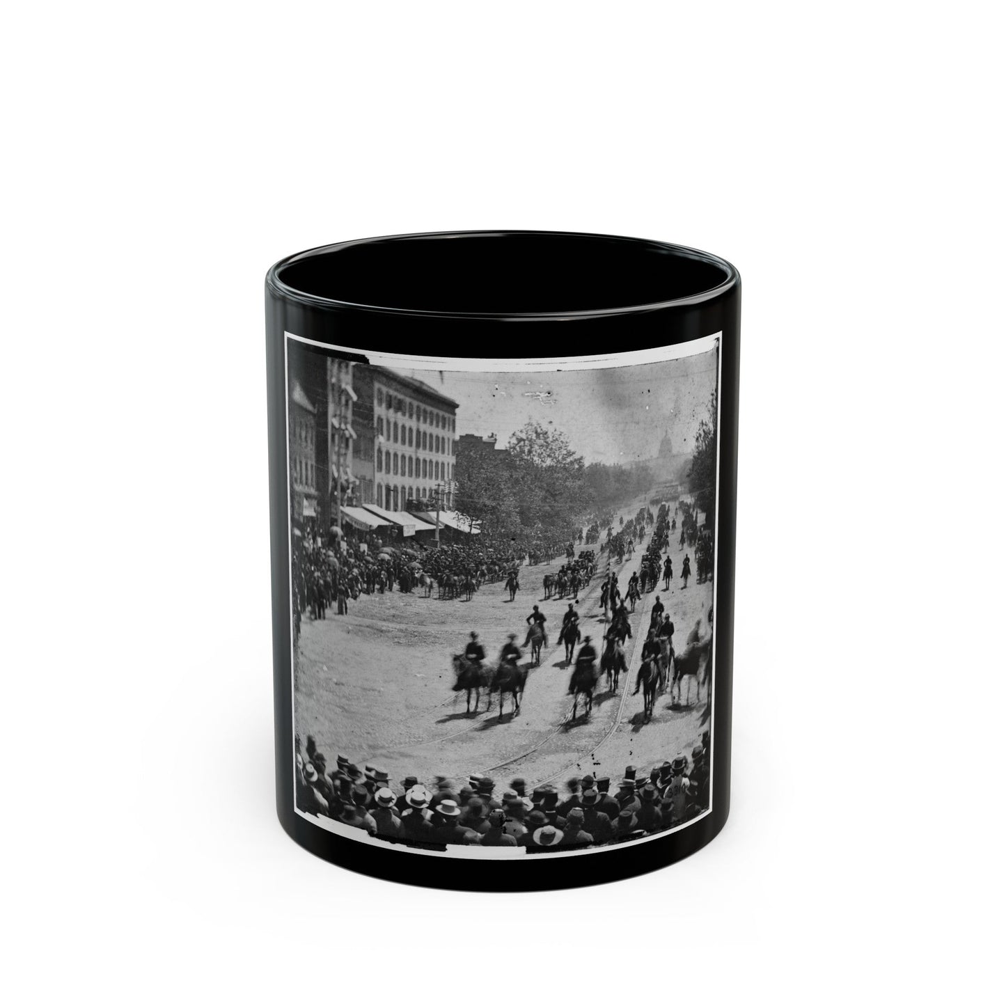 Washington, D.C. Mounted Officers And Unidentified Units Passing On Pennsylvania Avenue Near The Treasury (U.S. Civil War) Black Coffee Mug