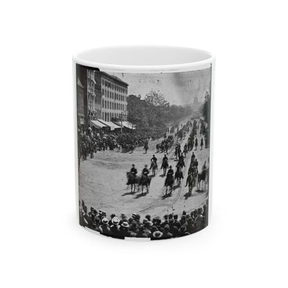 Washington, D.C. Mounted Officers And Unidentified Units Passing On Pennsylvania Avenue Near The Treasury (U.S. Civil War) White Coffee Mug