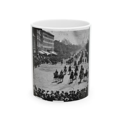 Washington, D.C. Mounted Officers And Unidentified Units Passing On Pennsylvania Avenue Near The Treasury (U.S. Civil War) White Coffee Mug-11oz-The Sticker Space