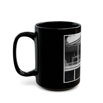 Washington, D.C. Officers And Clerks On A Porch At Signal Corps Headquarters (U.S. Civil War) Black Coffee Mug-The Sticker Space