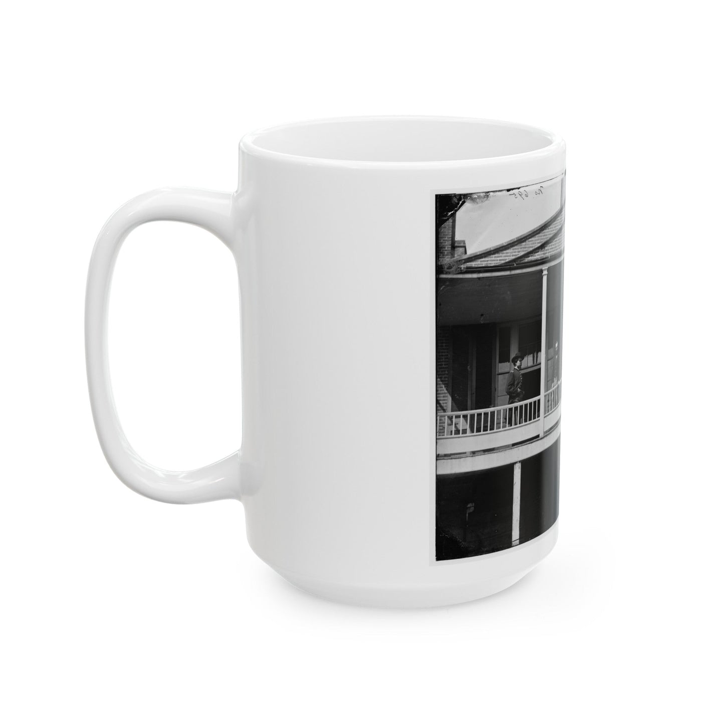 Washington, D.C. Officers And Clerks On A Porch At Signal Corps Headquarters (U.S. Civil War) White Coffee Mug-The Sticker Space