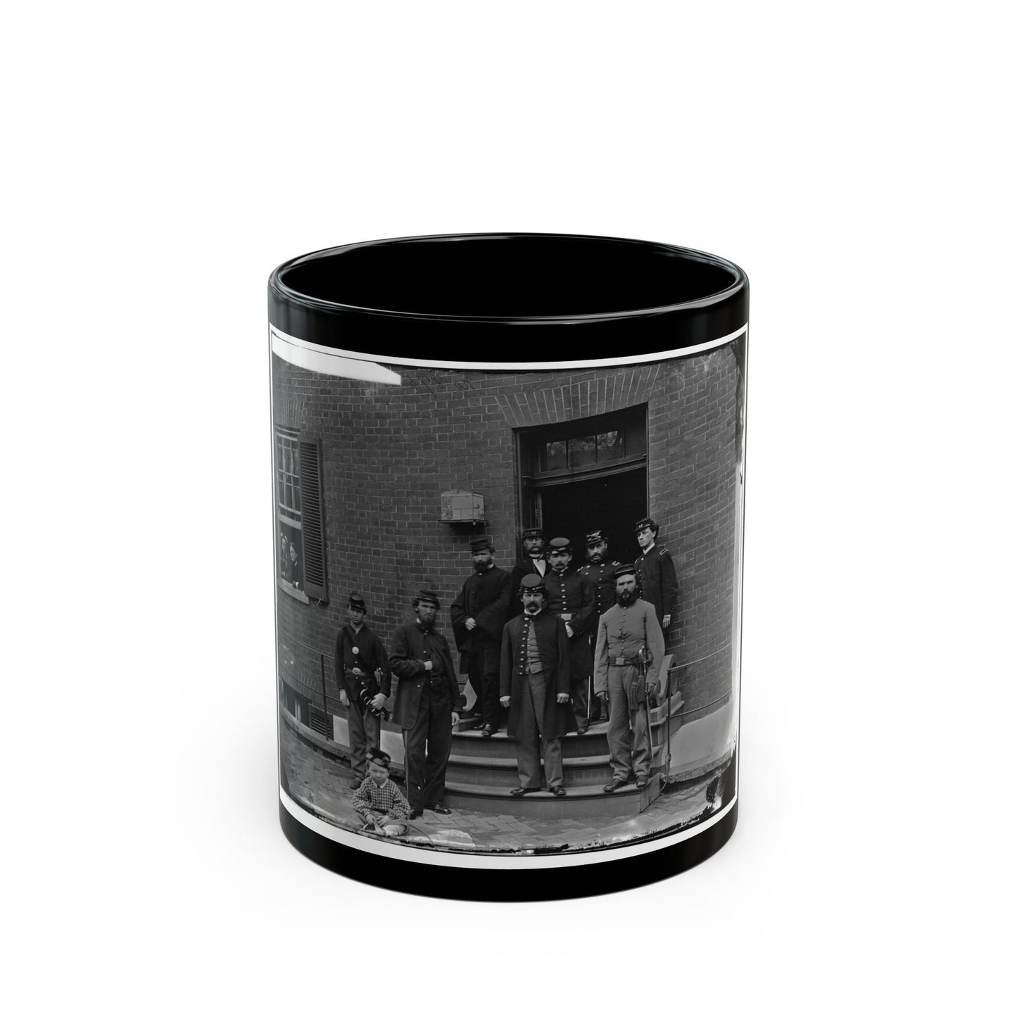 Washington, D.C. Officers At Door Of Seminary Hospital (Formerly Georgetown Female Seminary), 30th St. At N, Georgetown (U.S. Civil War) Black Coffee Mug