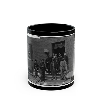 Washington, D.C. Officers At Door Of Seminary Hospital (Formerly Georgetown Female Seminary), 30th St. At N, Georgetown (U.S. Civil War) Black Coffee Mug-11oz-The Sticker Space
