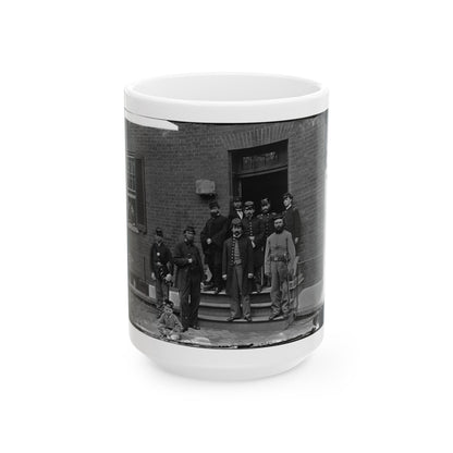 Washington, D.C. Officers At Door Of Seminary Hospital (Formerly Georgetown Female Seminary), 30th St. At N, Georgetown (U.S. Civil War) White Coffee Mug-15oz-The Sticker Space