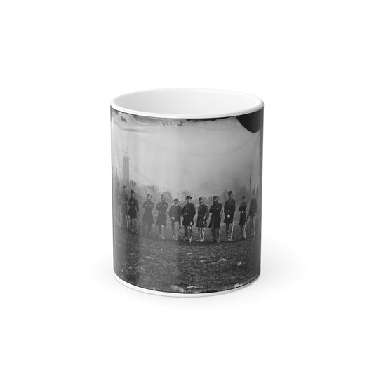 Washington, D.C. Officers of the U.S. Treasury Battalion; Uncompleted Washington Monument in Left Background (U.S. Civil War) Color Morphing Mug 11oz-11oz-The Sticker Space