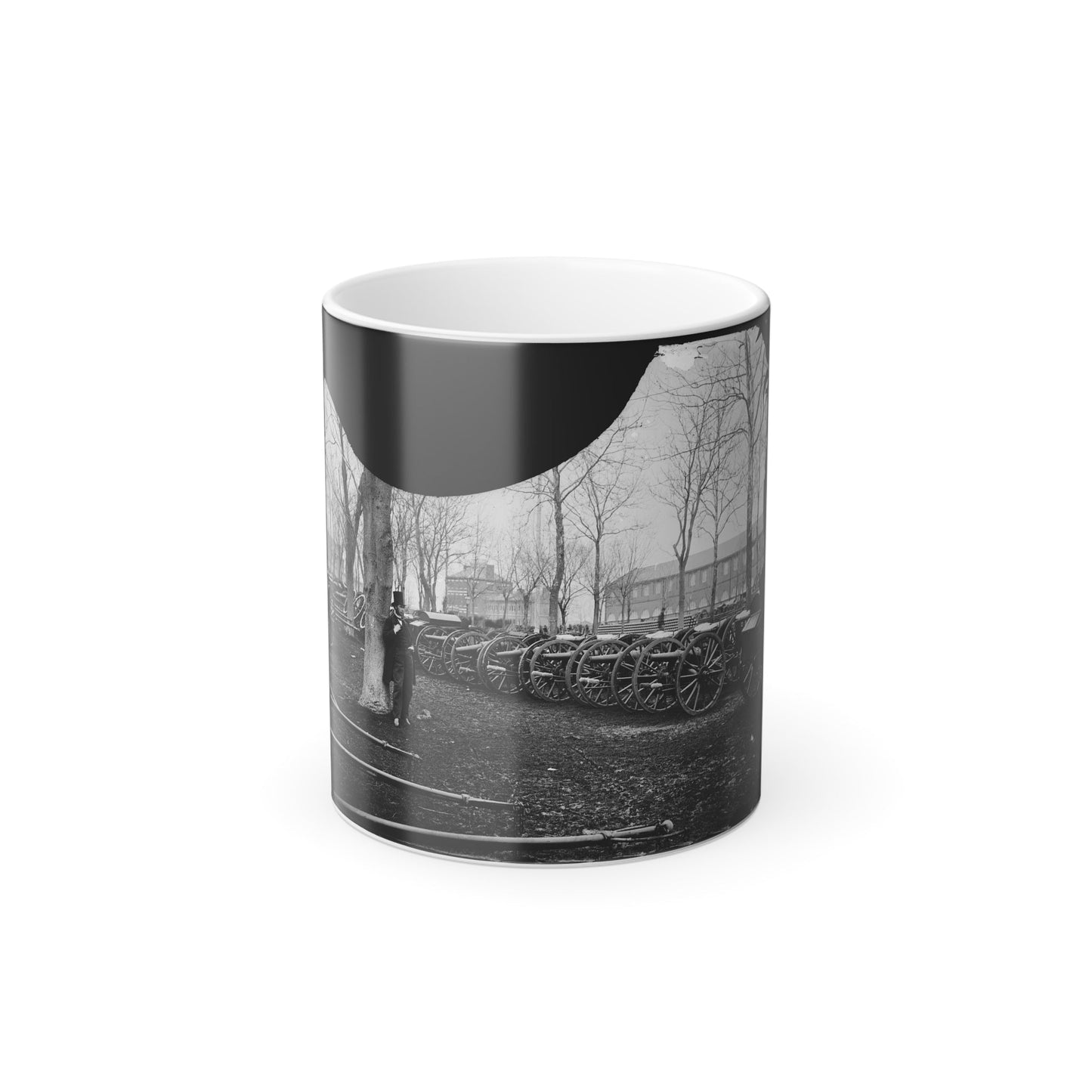 Washington, D.C. Park of Wiard Guns at the Arsenal; Another View. H.L. Stuart Against Tree (U.S. Civil War) Color Morphing Mug 11oz-11oz-The Sticker Space