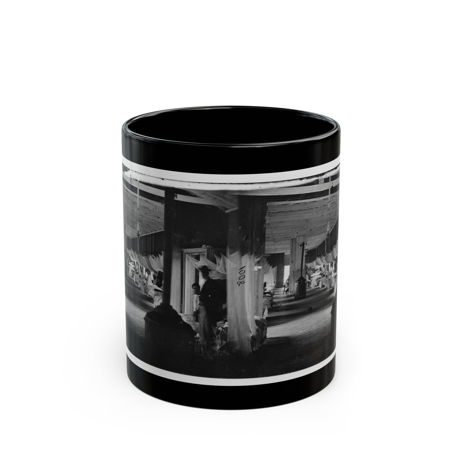 Washington, D.C. Patients In Ward Of Harewood Hospital; Mosquito Nets Over Beds (U.S. Civil War) Black Coffee Mug-11oz-The Sticker Space