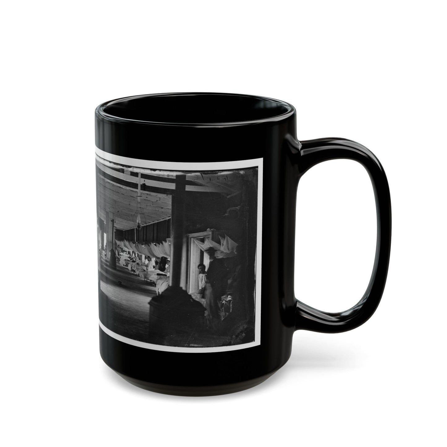 Washington, D.C. Patients In Ward Of Harewood Hospital; Mosquito Nets Over Beds (U.S. Civil War) Black Coffee Mug-The Sticker Space