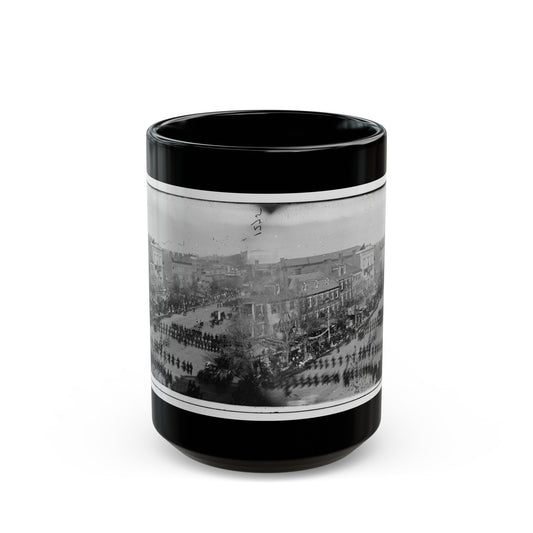 Washington, D.C. President Lincoln's Funeral Procession On Pennsylvania Avenue; Another View (U.S. Civil War) Black Coffee Mug-15oz-The Sticker Space