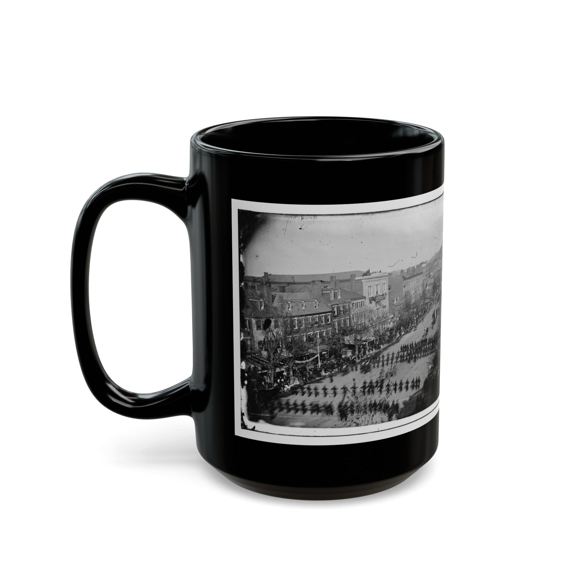 Washington, D.C. President Lincoln's Funeral Procession On Pennsylvania Avenue; Another View (U.S. Civil War) Black Coffee Mug-The Sticker Space