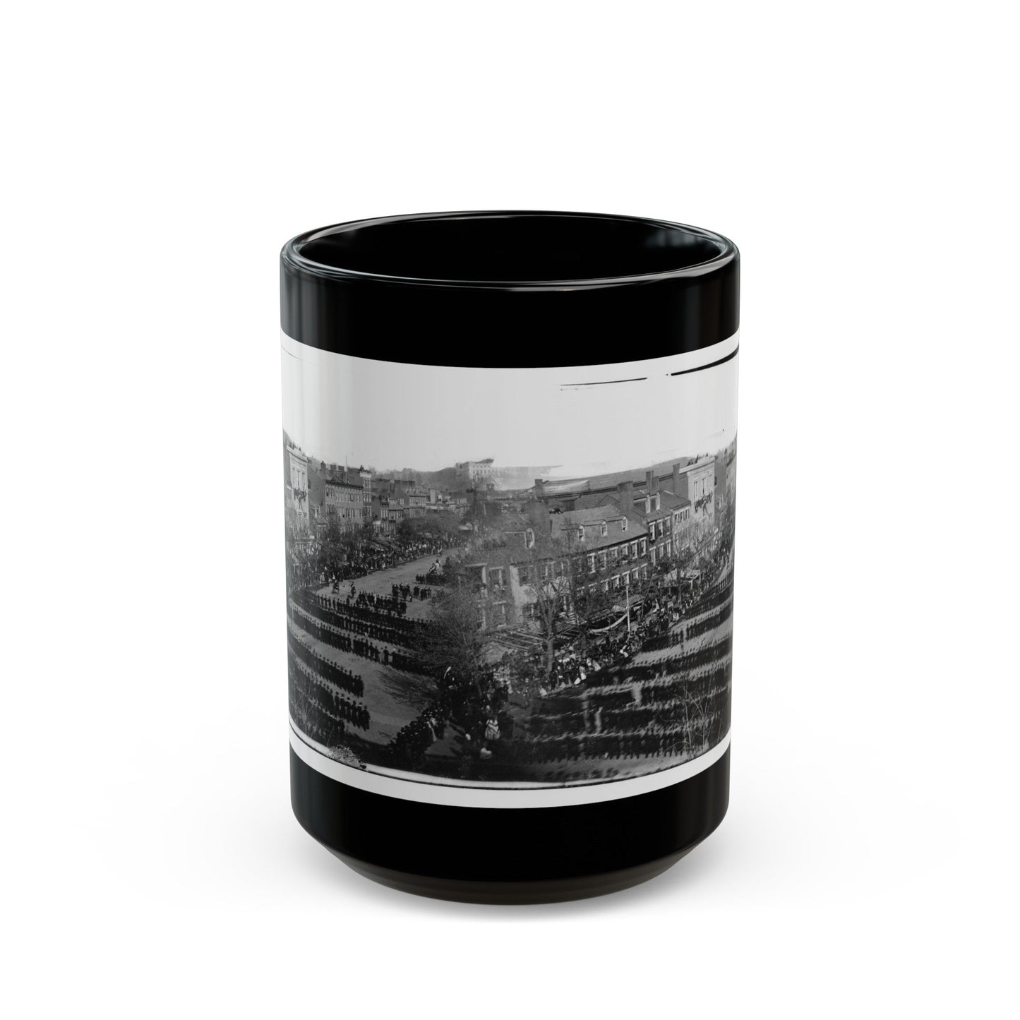 Washington, D.C. President Lincoln's Funeral Procession On Pennsylvania Avenue (U.S. Civil War) Black Coffee Mug-15oz-The Sticker Space