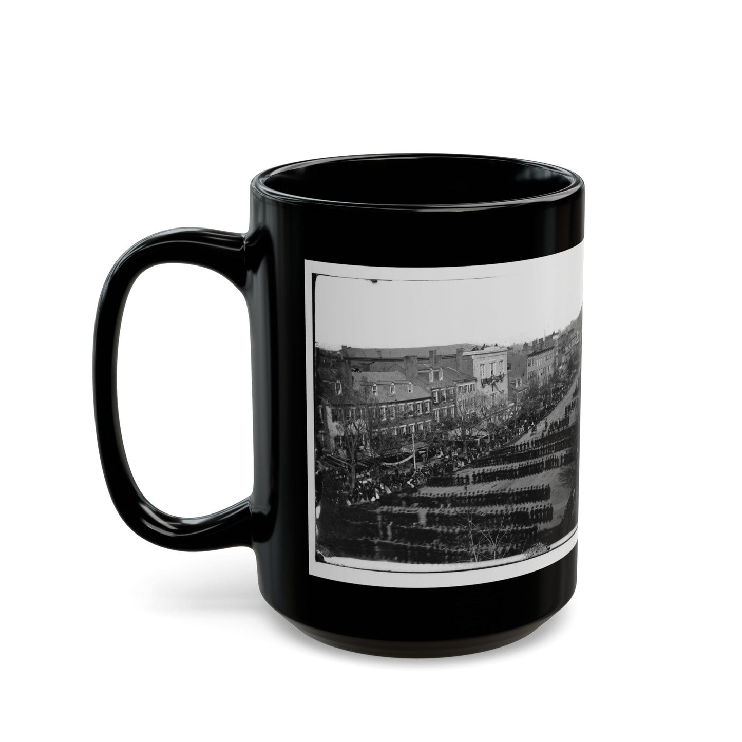 Washington, D.C. President Lincoln's Funeral Procession On Pennsylvania Avenue (U.S. Civil War) Black Coffee Mug-The Sticker Space