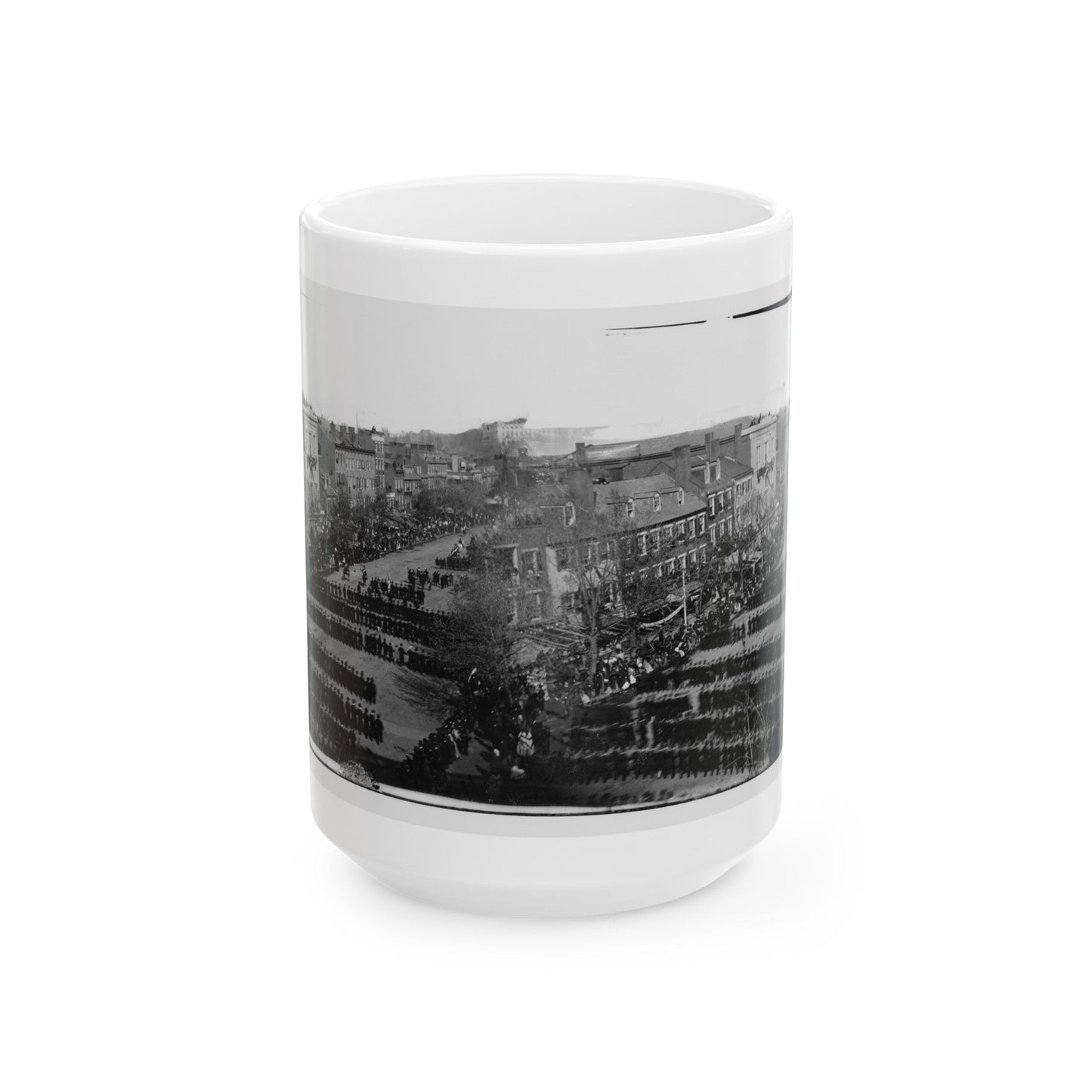 Washington, D.C. President Lincoln's Funeral Procession On Pennsylvania Avenue (U.S. Civil War) White Coffee Mug-15oz-The Sticker Space