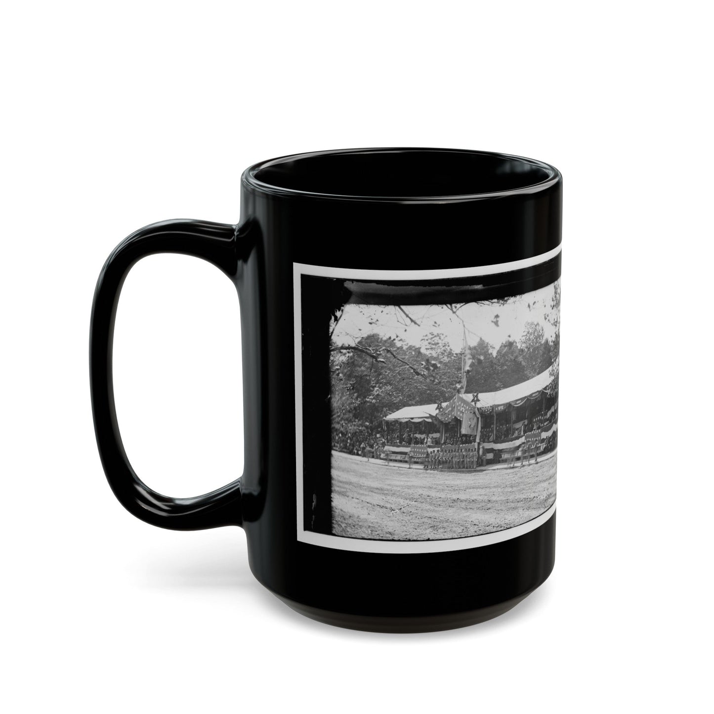 Washington, D.C. Presidential Reviewing Stand, With Guests And Guard (U.S. Civil War) Black Coffee Mug-The Sticker Space