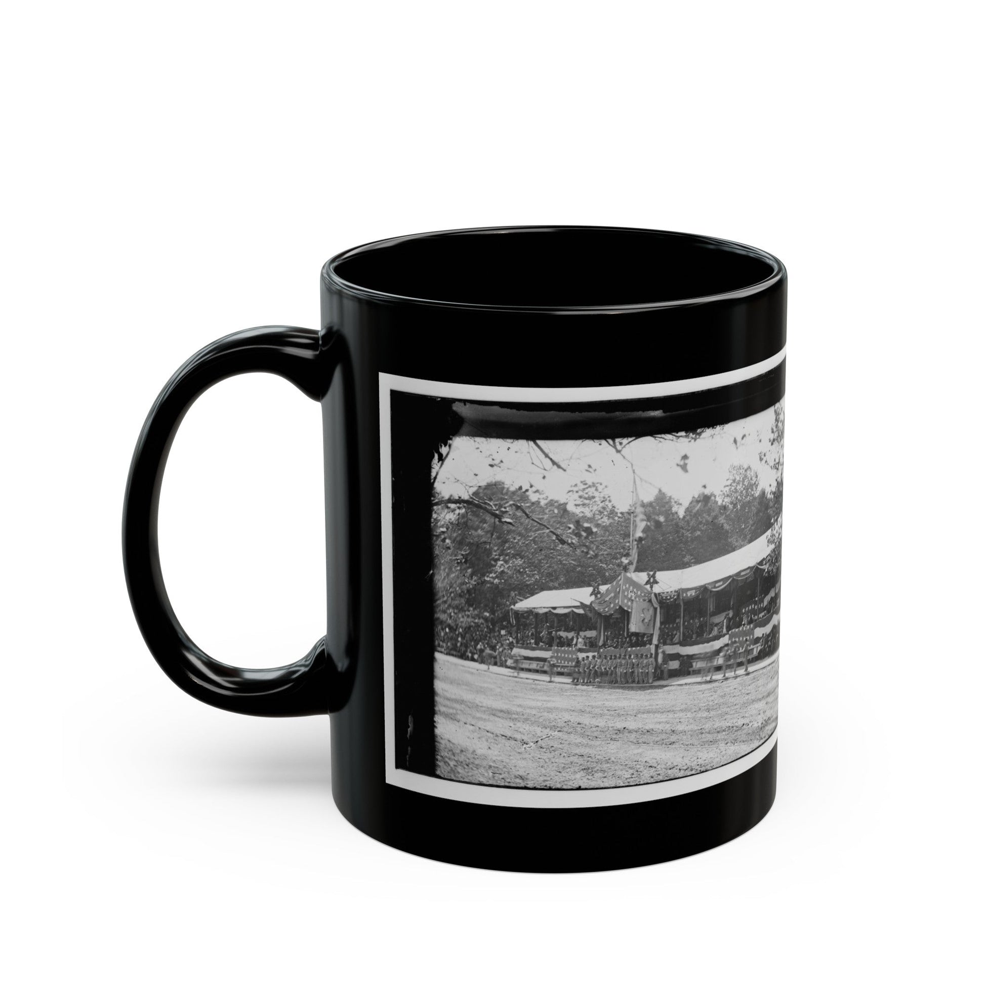 Washington, D.C. Presidential Reviewing Stand, With Guests And Guard (U.S. Civil War) Black Coffee Mug-The Sticker Space