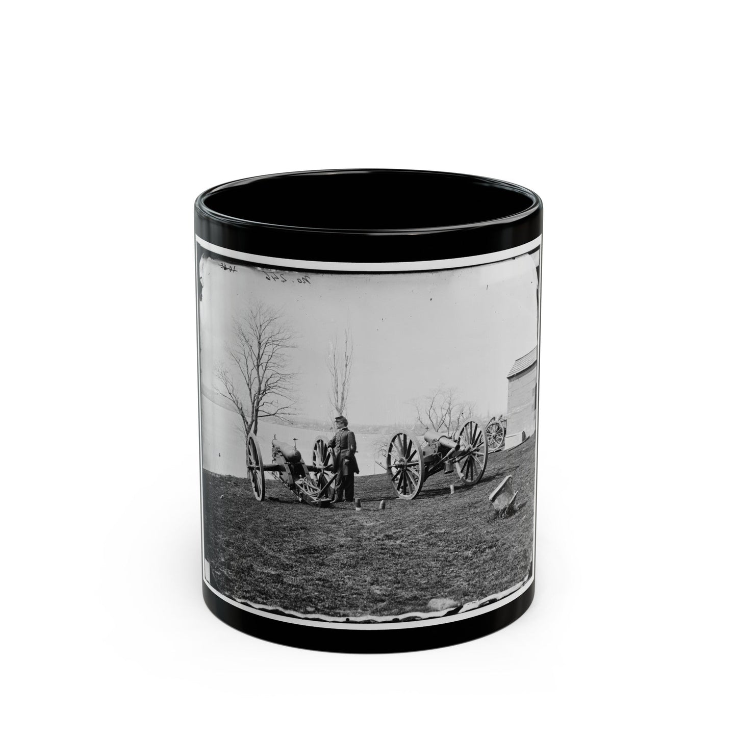 Washington, D.C. Two Wiard Guns At The Arsenal; Gen. Daniel E. Sickles By The Left-Hand One (U.S. Civil War) Black Coffee Mug-11oz-The Sticker Space