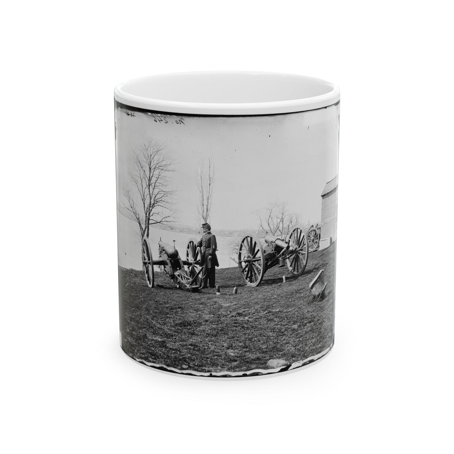 Washington, D.C. Two Wiard Guns At The Arsenal; Gen. Daniel E. Sickles By The Left-Hand One (U.S. Civil War) White Coffee Mug-11oz-The Sticker Space