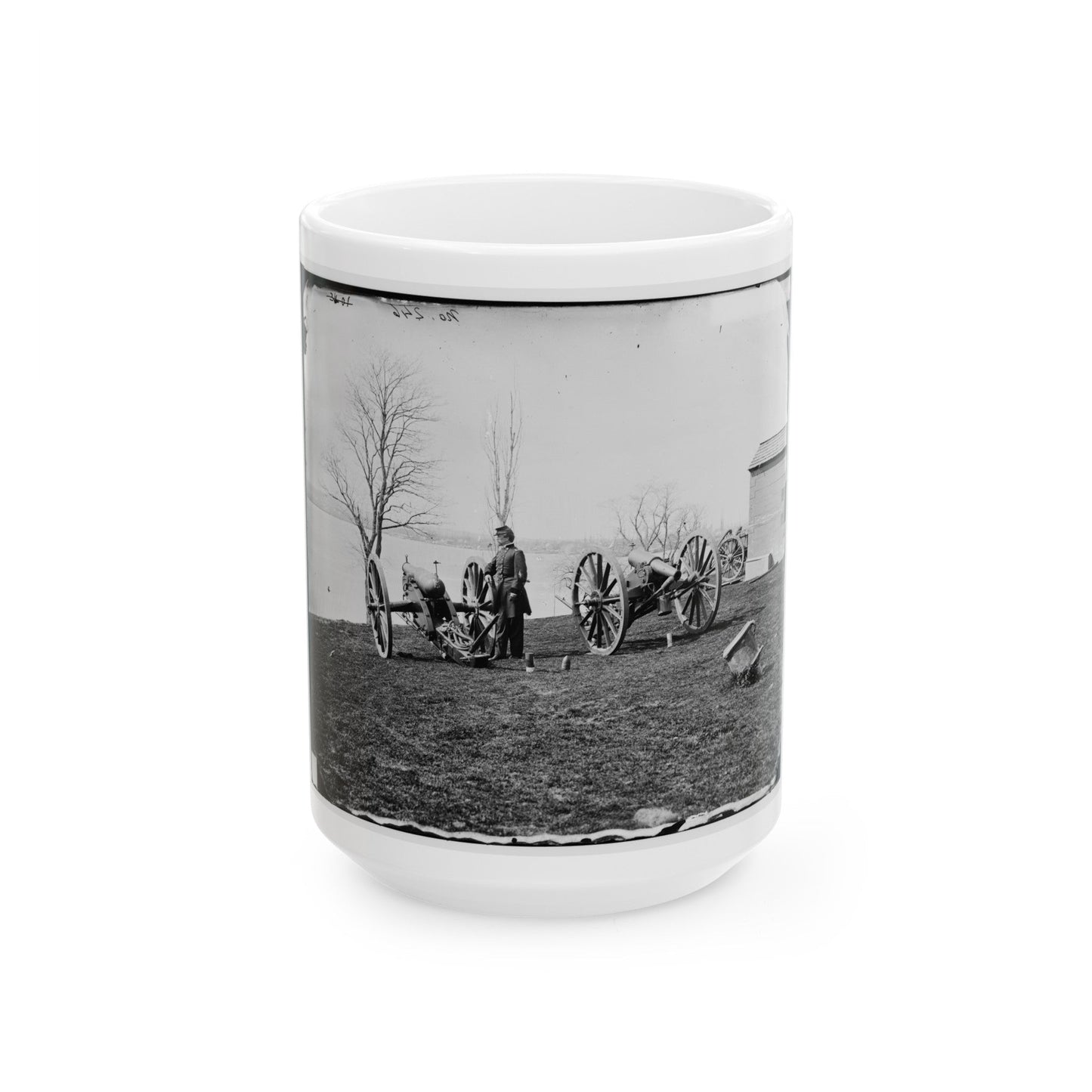 Washington, D.C. Two Wiard Guns At The Arsenal; Gen. Daniel E. Sickles By The Left-Hand One (U.S. Civil War) White Coffee Mug-15oz-The Sticker Space