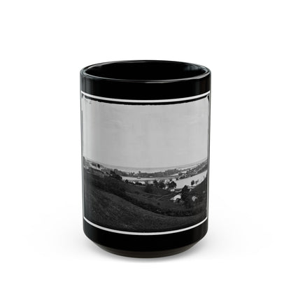 Washington, D.C. View From Georgetown Heights, With Aqueduct Bridge And Mason's Island (U.S. Civil War) Black Coffee Mug-15oz-The Sticker Space