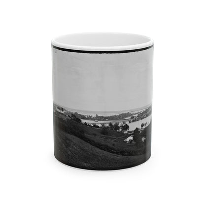 Washington, D.C. View From Georgetown Heights, With Aqueduct Bridge And Mason's Island (U.S. Civil War) White Coffee Mug-11oz-The Sticker Space