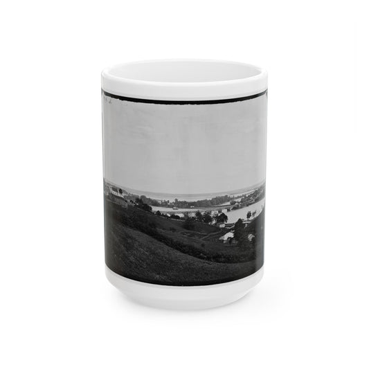 Washington, D.C. View From Georgetown Heights, With Aqueduct Bridge And Mason's Island (U.S. Civil War) White Coffee Mug-15oz-The Sticker Space