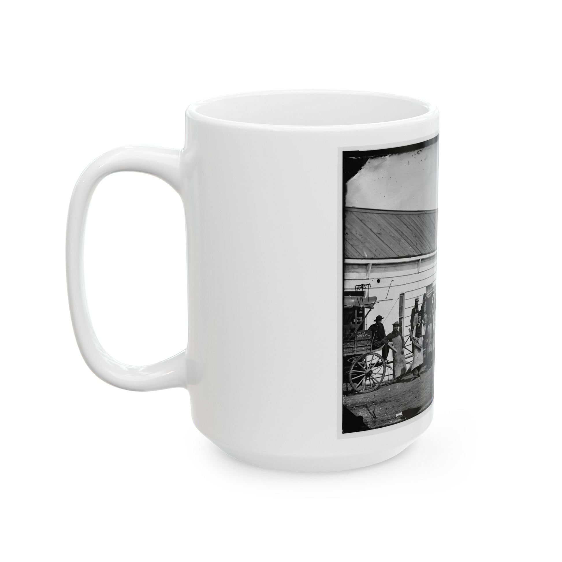 Washington, D.C. Workmen In Front Of The Ambulance Shop (U.S. Civil War) White Coffee Mug-The Sticker Space