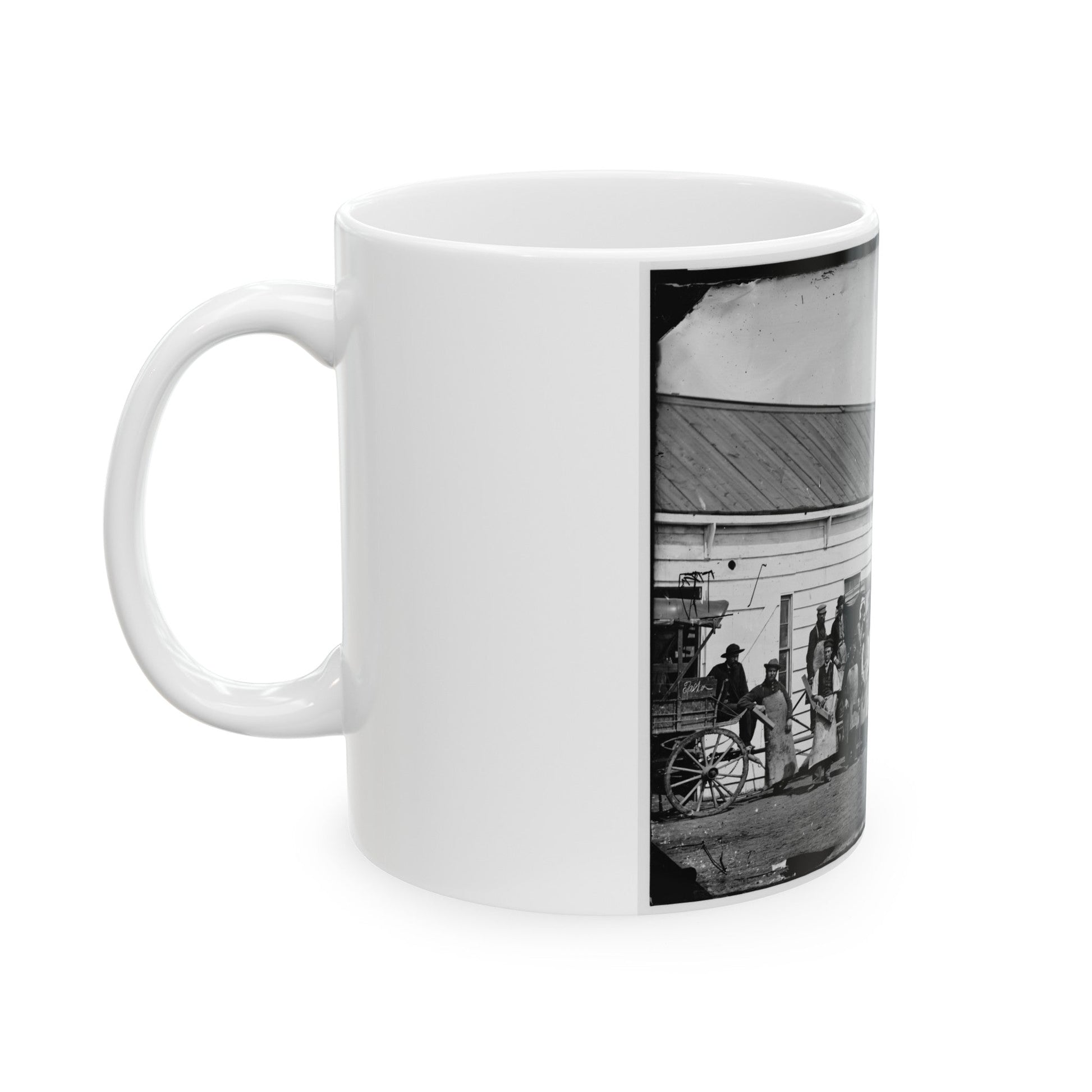 Washington, D.C. Workmen In Front Of The Ambulance Shop (U.S. Civil War) White Coffee Mug-The Sticker Space