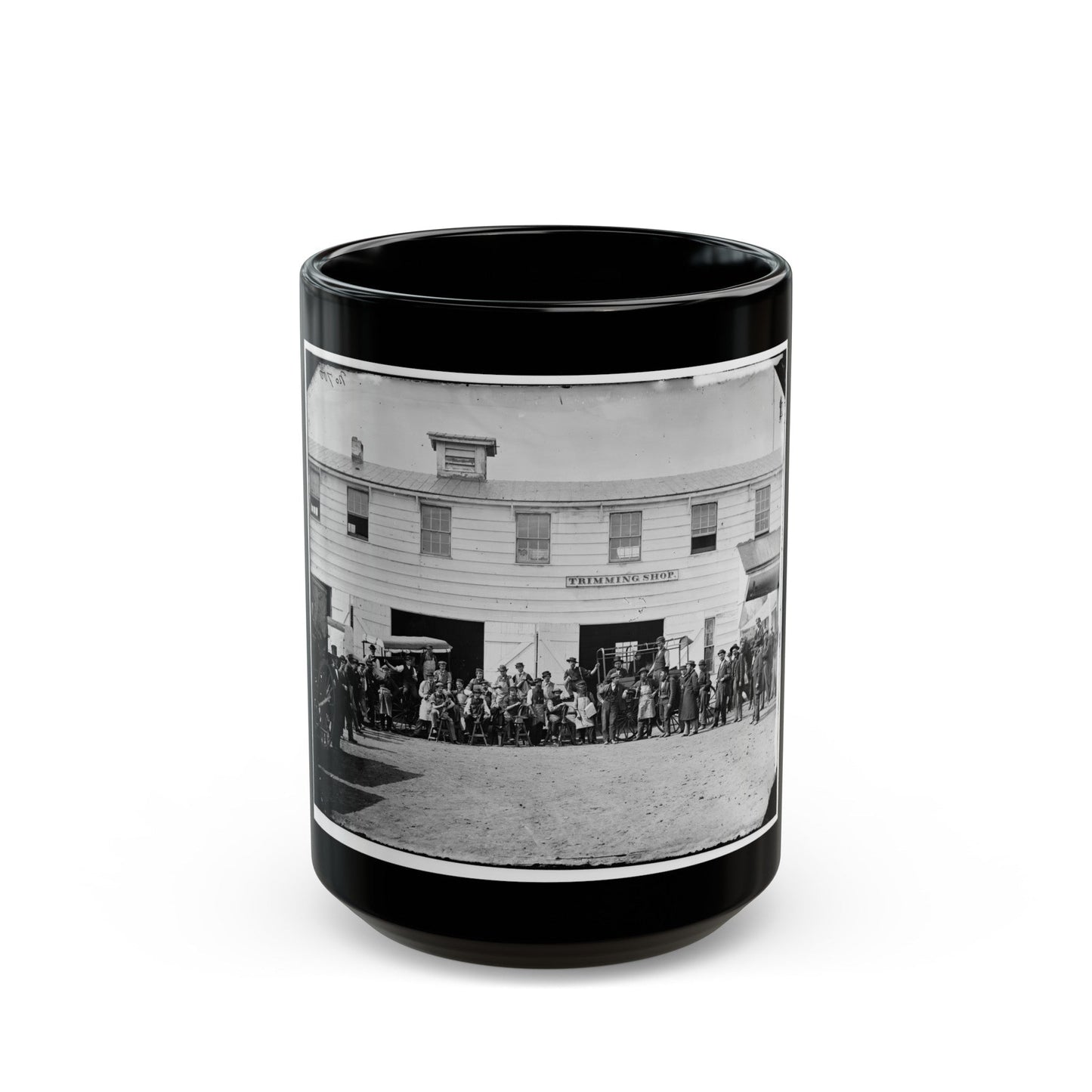 Washington, D.C. Workmen In Front Of The Trimming Shop (U.S. Civil War) Black Coffee Mug-15oz-The Sticker Space