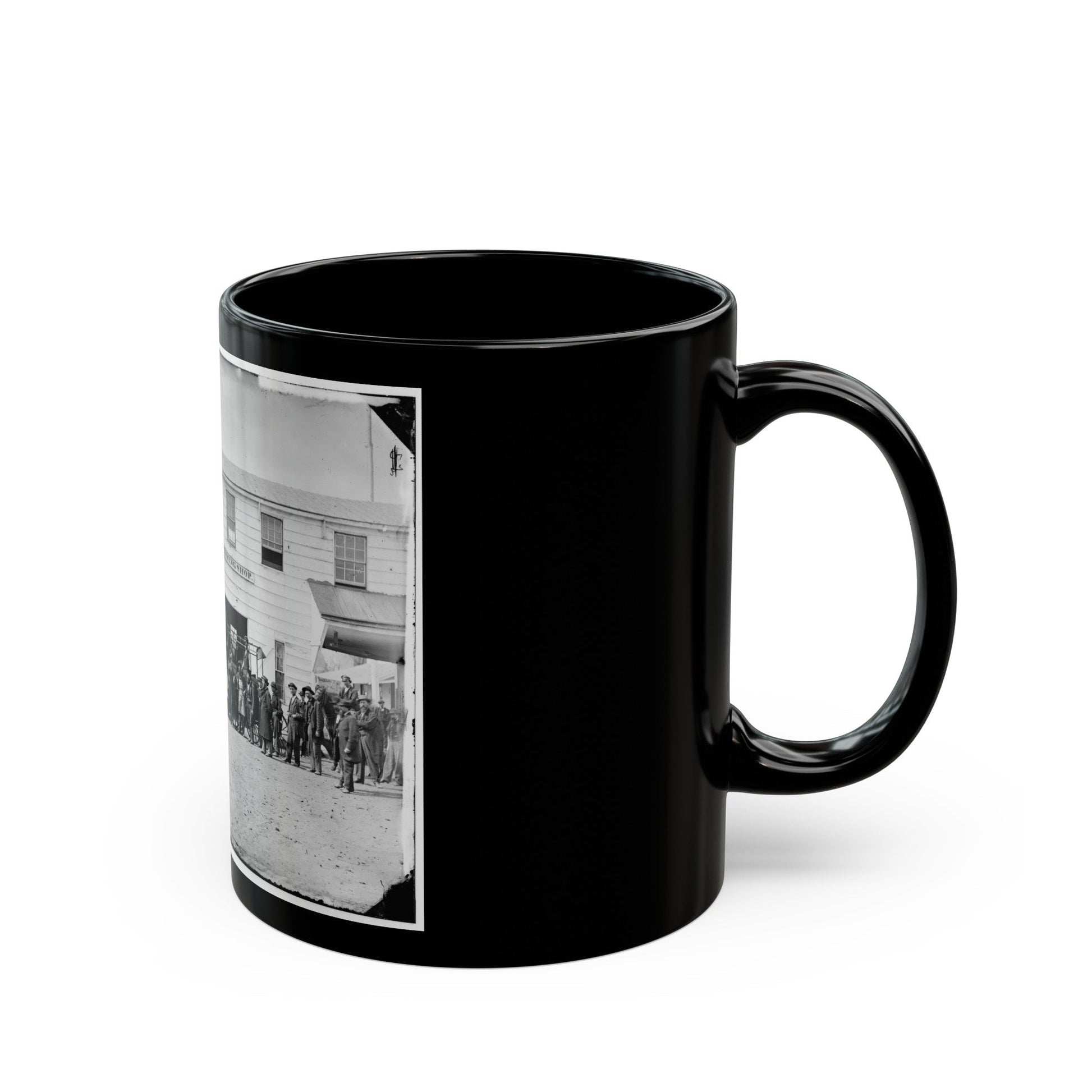 Washington, D.C. Workmen In Front Of The Trimming Shop (U.S. Civil War) Black Coffee Mug-The Sticker Space